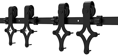 304cm/10FT Schiebetürsystem Set Rustikalen Stalltür Schiebetürbeschlag Doppeltür schiebetür laufschiene Set-Sliding Barn Wood Door Hardware Kit For Double Door