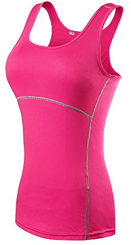 Damen Kompressions Tank-Top Ärmelloses T-Shirt Sport Lauftop Fitness Running Funktions Shirt Oberteile Rose S
