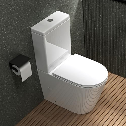 Mai & Mai Stand-WC 179T aus Keramik spülrandloses-WC 34x62x81cm bodenstehende-Toilette inkl.Spülkasten, Weiß