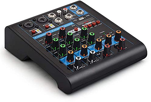 Mezclador de Maleta portátil Mezclador Bluetooth pequeño Profesional de 4 Canales con Efecto de reverberación Home Karaoke USB Live Stage Karaoke Digital (Color : C1 Size : 26.0x19.0x11.0 cm)