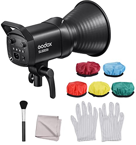Godox SL60IIBi 75W LED-videolampa 2800K-6500K, CRI 96+, 11 Bowens monteringseffekter / trådlös/inbyggd 2,4 G kontroll + 5-delad diffusorduk + 3-i-1 fotorengöringskit