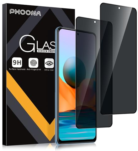 Phoona Protector Pantalla de Privacidad para Xiaomi Redmi Note 10 Pro/ 10 Pro Max 6.67,Cristal Templado Anti Espía Protectora Película para Redmi Note 10 Pro,9H Dureza,Anti-Arañazo