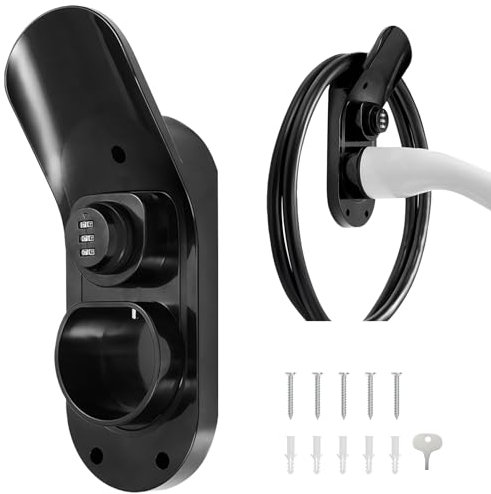 Litorange Porta cavo di ricarica tipo 2 EV, serratura a combinazione meccanica con password regolabile, supporto da parete per auto elettrica con spine IEC 62196-2, protezione antifurto per cavo e