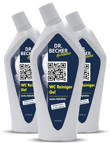 DR.BECHER @home WC Reiniger Gel - Mühelose Entfernung hartnäckiger Verschmutzungen für hygienischen Glanz in Toiletten, Urinalen und Bidets - Mit Schutzschild gegen Ablagerungen 3x 750ml
