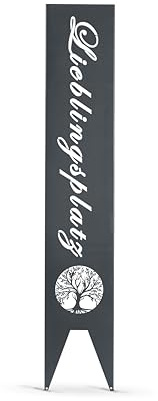 GARDIVO Garten deko Lieblingsplatz schild 115cm Hoch, Gartenstecker, Gartenschild, Gartendekoration, abkantung, Gartendekoration (Anthrazit, Natur)