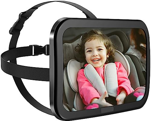 Zacro Miroir Voiture Bébé - Grand Retroviseur Voiture Bébé, Entièrement Réglable, Offrant une Vision Claire de l'arrière, Siège Auto Face à la Route, Attaché à l'appui-tête du Siège Arrière