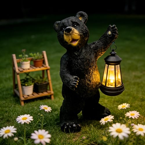 Vasesun Solar Lantern Garden Statues Decor, 14 Large Outdoor Bear Figurine Lights for Yard Patio Decoration - Unique Christmas Housewarming Gift for Grandma Wowen Mom