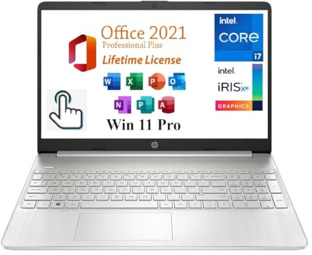 HP Pavilion Business Laptop (2024), 15.6“ FHD Display,with Free Lifetime Office 2021, Intel i7-1255U (10-core, up to 4.7Ghz),64GB, 1TB SSD, Intel Iris Xe Graphics, Windows 11 Pro, Silver