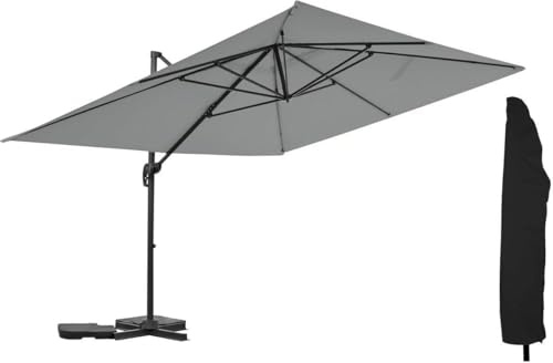 Parasol Jardin déporté en Aluminium Sky 4 - 3 x 4 m - Gris - avec Housse