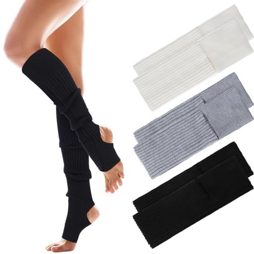 Twistover 3 Pairs Winter Dance Leg Warmers Knit Stirrup Ballet Leg Warmer