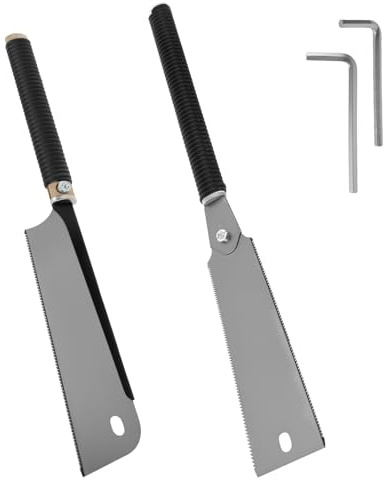 2 Pcs Japanese Pull Saw SK5 High Carbon Steel Blade Double Tooth Handsaw Precision Wood Cutter Tool with Nonslip Handle for Ultra Fine Wood Cutting Perfect Ideal for Woodworking and DIY