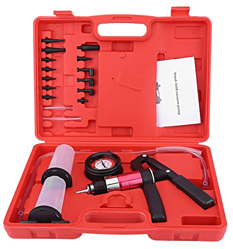 XTevu Vacuum Pump Tester Kit, Brake Bleeder Tool Set, Automotive Vacuum Test Kit, Handheld Pressure Fluid Bleeding Pump with Adapters