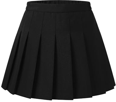TEMIRA Girls Pleated Flared School Skirts, with Shorts Elasticated High Waist