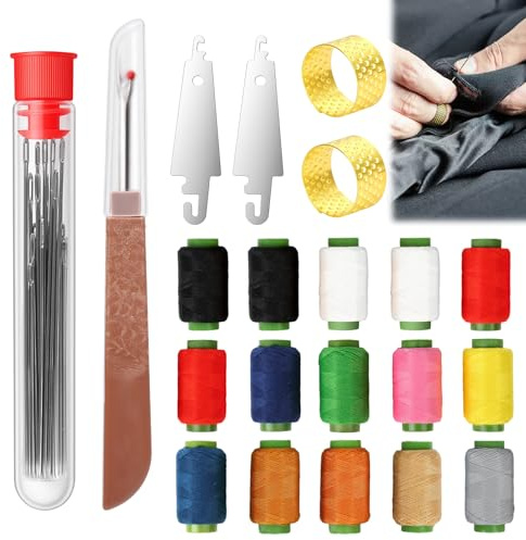 48 PCS Sewing Tool Set, Adult Sewing Kit, Multi-Purpose Steel Needle Sewing Kit, Stainless Steel Sewing Needles, Threader & Thread Included for Repairs and Handcrafting
