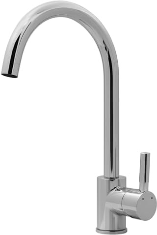 Pica - Grifo mezclador de cocina de un solo mango, cromado, diseño moderno de una sola palanca para un fácil control del agua y durabilidad
