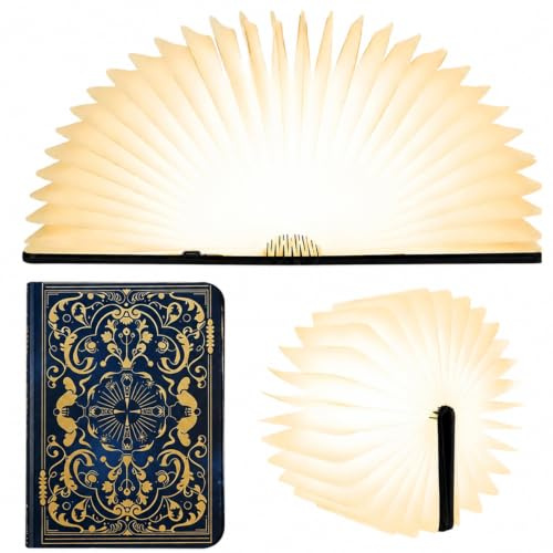 Ozvavzk LED Buchlampe Faltbare, LED Stimmungsbeleuchtung USB Aufladbare Nachttischlampe, Farbmodi 360°Faltbar Deko Lampen Buchformig Nachtlicht für Geschenk Freundin Kinder Eltern Home Decor