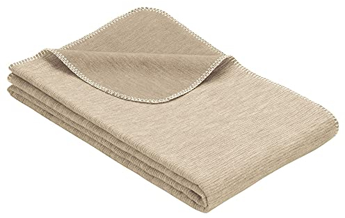 Ibena Wolldecke Lausanne, Baumwolldecke Natur, Kuscheldecke 140x200cm, kuschelig warm und angenehm leicht, Tagesdecke 100% Baumwolle, hochwertige Qualität aus kontrolliert biologischen Anbau