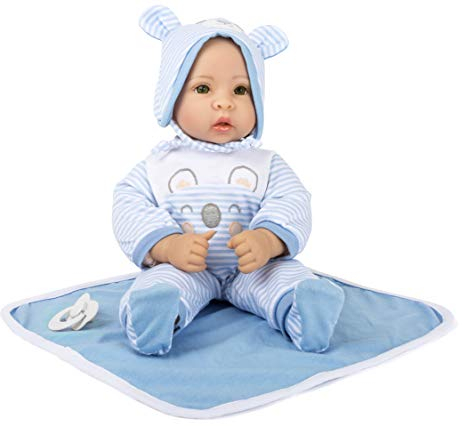 Small Foot Puppe Lukas inkl. ausziehbarer Bekleidung, Schnuller und weicher Kuscheldecke, Rollenspielzeug, 11238