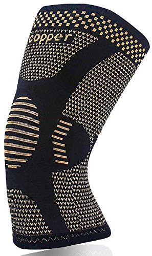 JIUFENTIAN Copper Knee Support for women and men-Compression knee brace for arthritis,knee Pain Relief, Running,Ligament Injury Recovery,Meniscus Pain,Walking sports(L Single)