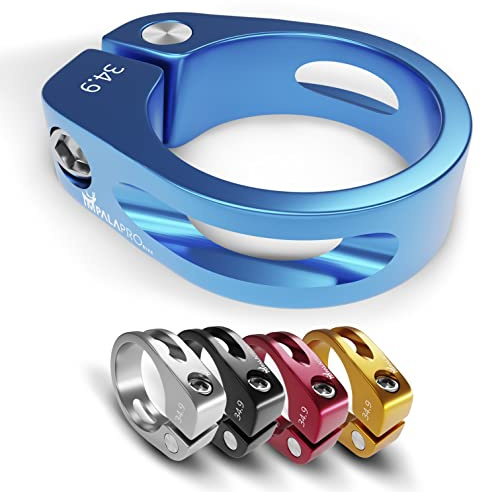 IMPALAPRO Bike Seat Clamp – Ultralight 20g Seatpost Collar (31.8mm / 34.9mm) – CNC 7075 Aluminium – Anti-Rust Anodised Bike Seat Lock Clamp for MTB, Road & Gravel (Blue, 34.9)