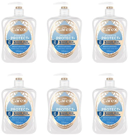 Carex Advanced Care Moisturising Antibacterial Hand Wash, 3x More Moisturisers, Clean & Protect Hands, Bulk Buy, Pack of 6 x 500ml