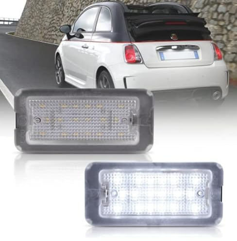 car passion LED Kennzeichenbeleuchtung | Nummernschildbeleuchtung LED Kompatibel mit Fiat 500 e 500 Abarth | Eingebauter CANBus-Widerstand Kein Fehler 6000K Eisweißes Licht Ersatzlampenplatte