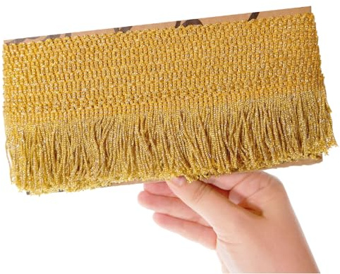TEXTEX = Fleco de Cuquillo de Lamé con Lurex para Coser. Vestidos de Fiesta y Carnaval. Composición Rayón 95% y Lurex 5%. Largo de 5cm. Piezas de 5m - (Oro & Oro)