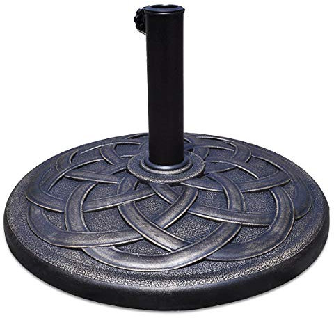 GYMAX Pied de Parasol pour Tiges de Parasol Ø 38/48 mm, Pied de Parasol en Résine, Pied de Parasol Métal avec Tube en Acier pour Balcon, Jardin, Terrasse (Rond, Ø55 cm)