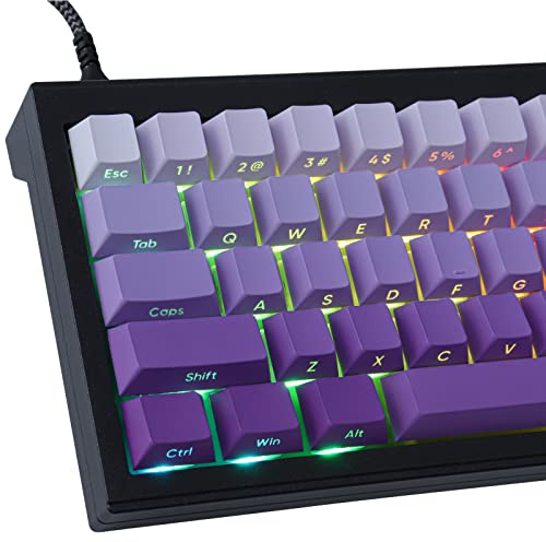 PBT Keycaps 135 Keys Custom Purple Gradient Keycap Letter Side Engraved Transparent Keycaps Cherry Profile ANSI&ISO Layout für Cherry MX Switches Mechanical Keyboard