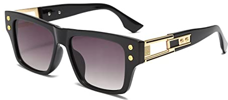 Long Keeper Retro Sonnenbrille Eckig für Herren Damen Klassisch Sonnenbrille Quadratisch Vintage Brille Goldener Rahmen mit UV400 Schutz, 54MM