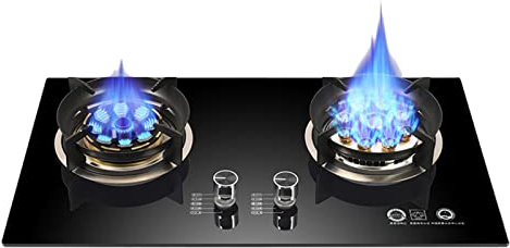 Estufa De Gas Estufa De Gas De 2 Quemadores, Encendido De Vidrio Templado For Acampar Quemador Doble LPG/GN, 9 Cámaras De Llama Alta Temporizada, Izquierda 5.2kW, Derecha 8.0kW (Size : LPG)
