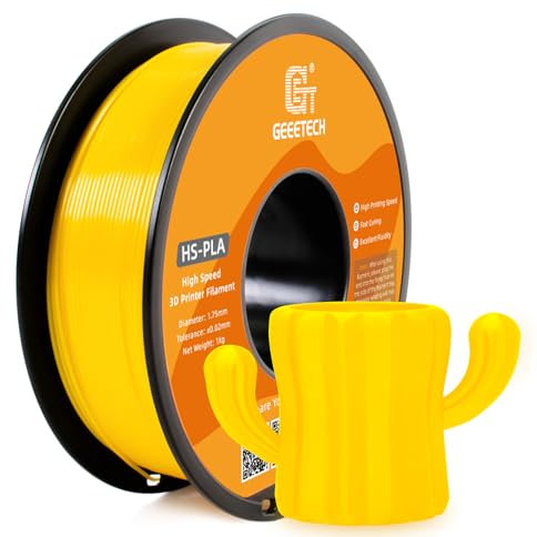 GEEETECH HS PLA Filament 1,75mm, High Speed PLA für 0-600 mm/s Hochgeschwindigkeitsdruck 3D-Drucker, HS PLA Gelb 1 Spule 1kg