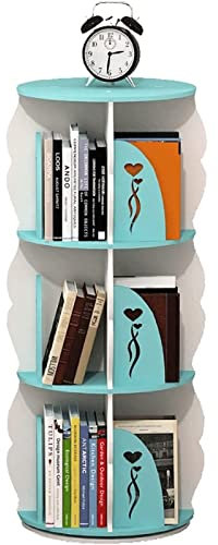 ZUMAHA Lagerregal 360 ° drehbares Bücherregal, Stabiler Edelstahl-Drehteller, Kinder-Bücherregal, Aufbewahrungs-Organizer, Präsentationsregal für Schlafzimmer Multifunktion
