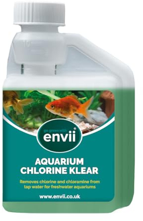 Envii Aquarium Chlorine Klear - Biocondizionatore Acquario Dolce, Decloratore Acquario Sicura l'acqua del Rubinetto - Tratta 2.500 Litri - Tratta 2.500 Litri (250ml)