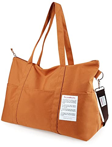 Resväskor, Scandihome vikbar resväska handbagage väska för kvinnor och män, 55 l vattentät weekender simväska sportväska gym träningsväska, BRUN, 51 cm (L) x 20 cm (W) x 35 cm (H)