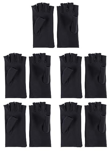 POPETPOP 5par Guantes De Manicura UV Antideslizantes Protección Solar De Guantes Negros De Dedos Cortos para Uñas y Actividades Al Aire