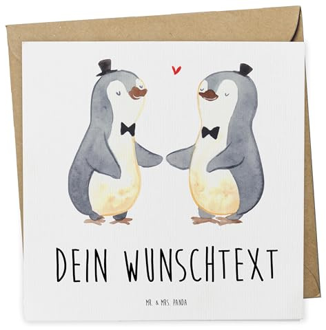 Mr. & Mrs. Panda Personalisierte Karten Pinguine Gay Pride - Geschenke, Postkarte, grußkarte personalisiert, Karte, Hochzeitskarte, Grußkarten