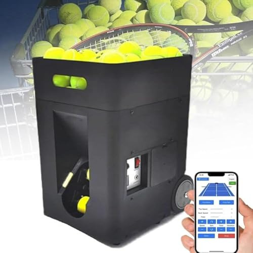 ZHPPED Machine à balles de Tennis Portable, Lanceur Automatique de balles de Tennis, Machine à balles de Tennis 50 balles, Exercices préprogrammés et personnalisés, Mode d'entraînement Complet