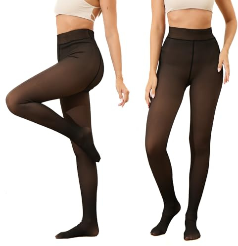 GCSOMLE Collant foderati in pile per le donne - Collant caldi invernali traslucidi collant termici collant spessi per l'inverno