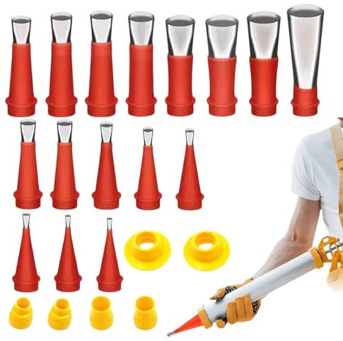 Kartuschenspitzen, Silikonspritze Aufsätze, Silikon Aufsatz Für Spritzen, Silikon Düsen, 22 Edelstahl-Gummidüsenwerkzeug Mit Sockel,Wiederverwendbare Dichtungsdüsenbeschichtung