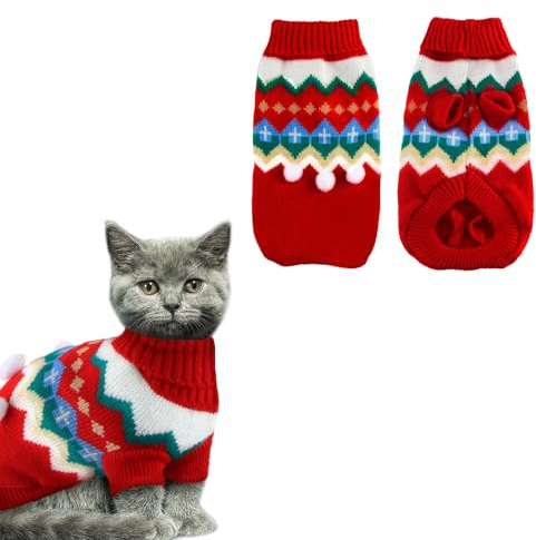 XIMEY Katt tröja, jultröja för katt, katter, juldräkt, hundar jultröja, kattkläder, tröja för katt och små hundar (B, L)