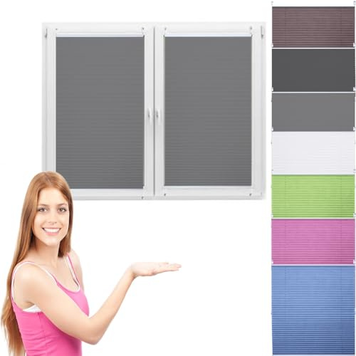 Estores Enrollables Estor Plisado Opaca 65 x 130 cm Protección de La Intimidad Cortina de Oscurecimiento Estor para Ventana Opaco para Ventanas, Puertas, Gris Claro