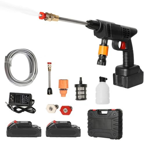 22 Bar Cordless Pressure Washer, 5m Hose Portable Pressure Washer with 2 Pack 6000mAh Rechargeable Battery, Pressure Cleaner for Car/Floor/Garden Cleaning & Watering