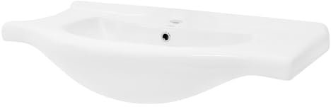 LuxeBath Lavabo in Ceramica Bianca 86 x 21,5 x 51,5 cm Lavandino da Incasso Moderno Bacinella Lavamani Arredo per il Bagno e Toilette Lavello con Scarico Standard Foro per Rubinetto e Troppopieno