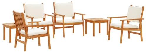 vidaXL Gartensofa-Set 6 pcs Braun Massivholz Akazie, Garten und Terrasse, Moderne Gartenmöbel, rechteckiges Sofa, wetterfestes Set, Balkon Lounge, langlebige Sitzgelegenheiten