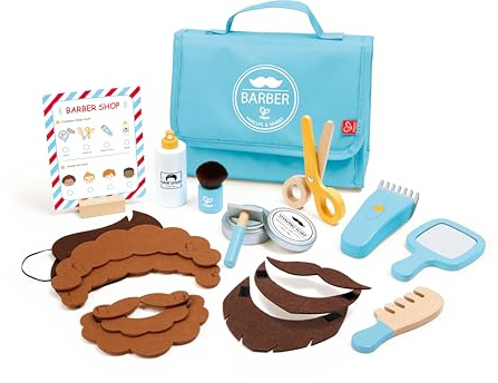 Hape Frisörset | med realistiska frisörtillbehör, filthår och förvaringsväska | pedagogisk rollspelsleksak för barn