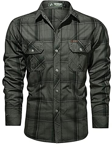 Safari-skjortor för män, 100 % rik mjuk organisk bomull, arbetsskjortor, långärmad, button-down-skjorta, komfort, andningsbar, fukttransporterande, utomhusvandring, skjorta för fickor för jakt, fiske