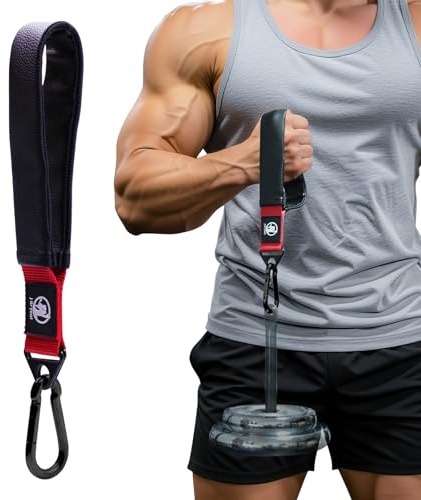 J Bryant Arm-Wrestling Handgelenkschlaufe mit gepolstertem Ledergriff - Krafttrainingsgerät für Unterarm-, Bizeps- und Kabelmaschinen-Übungen - Unisex verstellbare Unterstützung