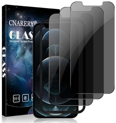 Cnarery 3 Pack for iPhone 12 Pro Max Privacy Screen Protector, Anti Spy, Anti-Scratch, Scratch Resistant, Case Friendly, 9H Hardness, Anti Spy Tempered Glass Film With Installation Frame 6.7 Inch