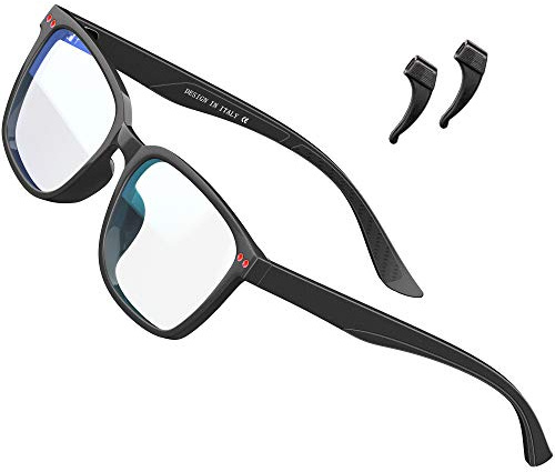 Blaulichtbrille für Kinder, Computerbrille, Jungen, Gitter, klare Gläser, Augenkomfort (Alter 3–10), 5101-Schwarz, M